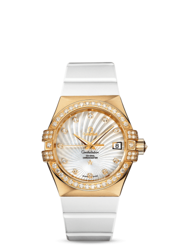 Omega Constellation Co-Axial 35 Yellow Gold / Diamond / MOP Supernova / Rubber